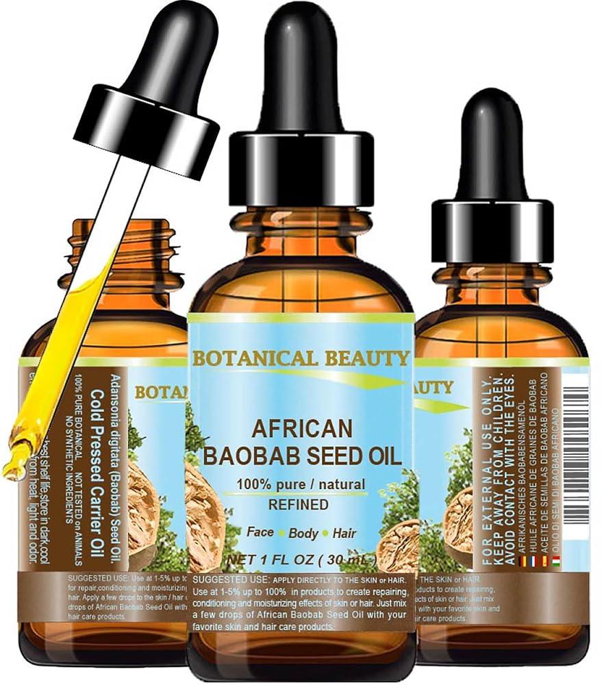 Botanical Beauty BAOBAB 시드 오일 100% 순수 천연 정제 냉압착 캐리어 오일 30ml 얼굴 피부용 바디 헤어 립 네일용 비타민 C 풍부