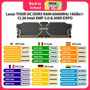 렉사 DDR5 램 THOR OC 6000MHz 16GBx1 CL36 CXMT DRAM 칩 인텔 XMP 3.0 & AMD EXPO 오버클럭킹 메모리 PC 게이머용