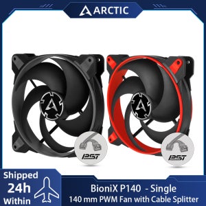 ARCTIC BioniX P140 팬, PWM 공유 기술(PST)을 갖춘 140mm 게이밍 케이스 팬, 압력 최적화, 팬 속도: 300-1950RPM