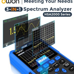 OWON HSA2000 시리즈 휴대용 3-in-1 스펙트럼 분석기 1.5G/3GHz RF 오실로스코프 70-200MHz 4.5자리 멀티미터