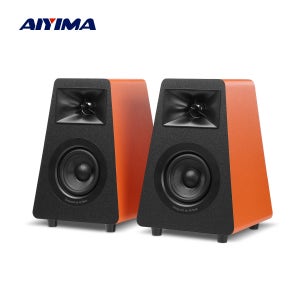 AIYIMA S30 액티브 북쉘프 스피커 Bluetooth 5.3 목재 100W 스튜디오 모니터 스피커 Hifi 홈 시어터 서브우퍼 오렌지/화이트