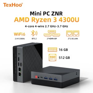 텍스후 미니 PC AMD 라이젠 3 4300U 윈도우 11 16G DDR4 512G NVME Pcle3.0 SSD 2.5GLAN WIFI6 BT5.2 듀얼 4k 디스플레이 데스크탑