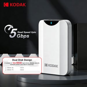코닥 P232 듀얼 500GB 베이 휴대용 외장 하드 드라이브 5Gbps 1T USB3.0 2.5인치 PHDD PC, PS5, 노트북, 데스크탑용