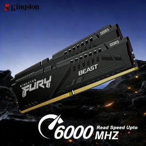 킹스톤 FURY Beast DDR5 RAM 6000MHz 16GBx1 CL30/CL36 인텔 XMP 3.0 및 AMD EXPO 지원 데스크탑 메모리