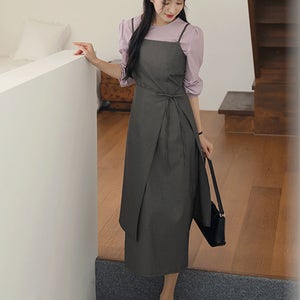 [SET♥][활용도↑/코디고민끝]루드베 레이어드 랩 슬리브리스 원피스+스커트