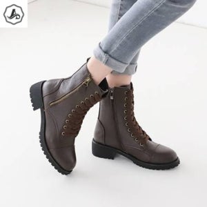 (애슬릿) 애슬릿여성 워커 부츠 레이스업 소 가죽 빈티지 빅사이즈