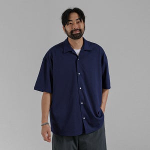 (XL-4XL)레츠크 와플 카라반팔셔츠[2DAY 데일리룩 셔츠가디건 오픈카라]
