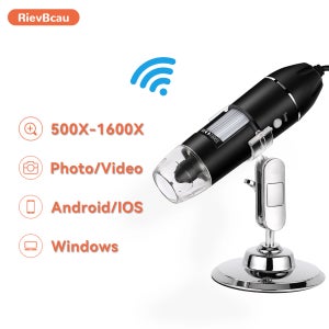 RIEVBCAU USB 디지털 현미경 500X 1000X 1600X 전문 전자 현미경 8 LED 내시경 줌 카메라 돋보기