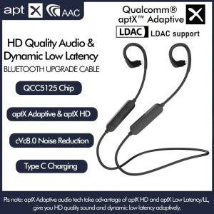 넥밴드 무선 블루투스 케이블, QCC5125 LDAC/aptX 적응형/aptX-HD 하이파이 이어폰 케이블, MMCX/2PIN/IE80/QDC/A2DC/IE40PRO