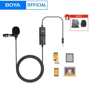 BOYA BY-M1 콘덴서 라 발리에 옷깃 클립 온 마이크 3.5mm TRRS 6M 마이크 PC iphone DSLR 카메라 YouTube 녹음 스트리밍