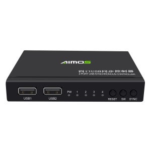 AIMOS 4 포트 USB 동기화 장치, USB 키보드 마우스 동기화 컨트롤러, 알루미늄 합금 KVM 스위처, 와이드 호환성