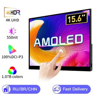 15.6 / 13 인치 4K OLED 터치 스크린 휴대용 모니터 Xbox 스위치 노트북 용 550Nit USB-C HDMI 호환 외부 게임 모니터