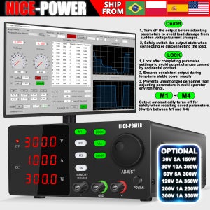 NICE-POWER RS232 프로그래밍 가능 실험실 전원 공급 장치 200V 300V DC 조정 가능 실험실 유지보수 작업대 30V 10A 저장된 데이터 편집