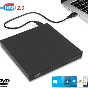 DeepFox USB 외장 CD DVD 리더, 맥북 노트북 데스크탑 PC용 CD-ROM DVD-ROM 광학 디스크 드라이브, CD/DVD 드라이브, USB2.0
