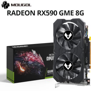 MOUGOL 데스크탑 게이밍 컴퓨터용 그래픽 카드, AMD Radeon RX590 8G, GDDR5 비디오 메모리, 256 비트 DVI + DP 인터페이스, 다이렉트 X12