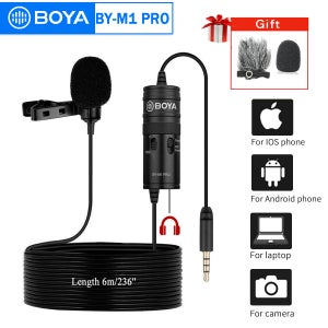 BOYA BY-M1 PRO 3.5mm TRRS 콘덴서 라발리에 옷깃 iPhone PC 스마트폰 카메라 스트리밍용 무지향성 유선 마이크