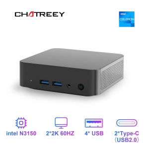 차트리 미니 PC T9 N3150 WIFI5 윈도우 11 초소형 포켓 컴퓨터 듀얼 SSD 2K 60Hz RGB 출력
