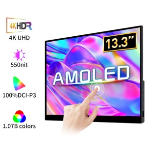 13.3 인치 4K OLED 터치 스크린 휴대용 모니터 3840*2160 Type-C HDMI 호환 휴대 전화 PC 노트북 게임 모니터