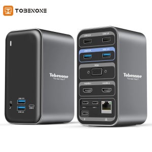 Tobenone USB C to 듀얼 HDMI 허브, 4K 도킹 스테이션, 맥북 프로 및 에어용, RJ45 USB 3.0 PD 100W 스플리터 허브 포함, 13 in 1