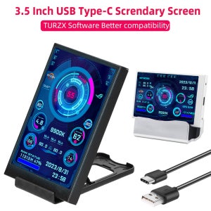 3.5인치 IPS TYPE-C 보조 화면 320*480 컴퓨터 모니터 CPU GPU RAM HDD USB 디스플레이 홀더 케이스 LCD 자유롭게 AIDA64 사용 가능