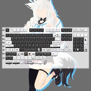 한국어 키캡 시라카미 후부키 키 캡, 귀여운키캡 홀로라이브 Vtuber 키 커버, PBT 염료 승화 체리 MX 크로스 축 스위치 키캡, 기계식 키보드