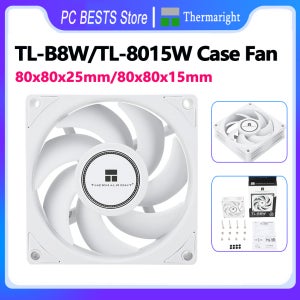 Thermalright TL-B8W TL-8015W 흰색 케이스 팬, 얇은 컴퓨터 4 핀 PWM S-FDB V2 베어링, 조용한 CPU 냉각 팬, 80mm