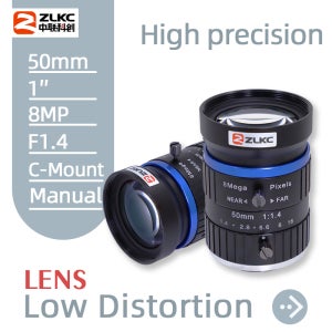 ZLKC C 마운트 렌즈 50mm 8MP FA 1인치 고정 초점 거리 ITS 카메라 CCTV용 저왜곡 수동 조리개 머신 비전 HD 8.0메가픽셀