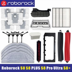 Roborock S8 Pro Ultra 액세서리 사이드 브러시 HEPA 필터 Mop Choth Roborock S8/S8 + 진공 청소기 예비 부품 용 먼지 봉투