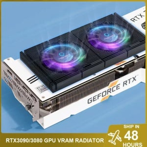 GPU 백플레이트 라디에이터 RTX3090 4090 방열판 패널, 비디오 메모리 VRAM 3080/3070 PWM 듀얼 냉각 팬 키트 DIY VGA 게임 쿨러
