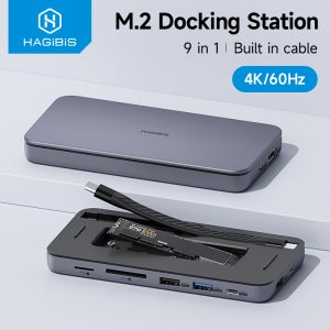 Hagibis 9 in 1 USB C 허브(M.2 NVMe/SATA SSD 인클로저 포함) Windows mac OS용 4K HDMI 호환 100W PD USB 3.1 도킹 스테이