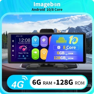 이미지본 M20 10.26인치 4G LTE 안드로이드 10 차량용 DVR 6+128G 무선 CarPlay 안드로이드 오토 블랙박스 GPS 후방카메라