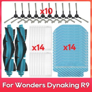 ( Wonders Dynaking R9 / 원더스 다이나킹 R9 ) 호환 HEPA 필터, 메인 및 사이드 브러시, 물걸레 천, 로봇 청소기용 교체 부품 및 액세서리