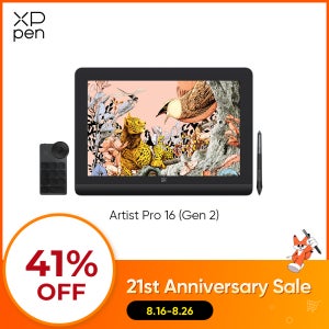 XPPen Artist Pro 16 2세대 그래픽 태블릿 모니터, 16 인치 드로잉 디스플레이, 16K 압력 레벨, 2.5K 해상도, 윈도우 안드로이드 맥용
