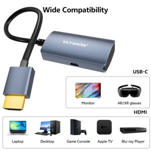 HDMI 남성-USB C 여성 어댑터 케이블 HDR HDMI 호환 타입-C 컨버터 전원 포트 포함 AR 글래스 PS5 노트북 TV용