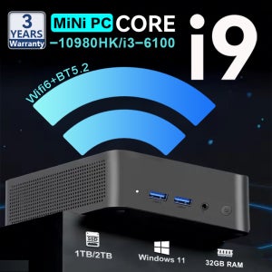 미니 PC 윈도우 11 프로 코어 i9 10980HK/i3 6100 게이밍 사무용 학습용 PC 노트북 가방 32GB 램 1TB 2TB SSD WiFi 6 BT5.2 4K PC 데스