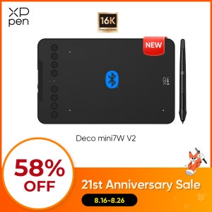 XPPen Deco Mini7W V2 새로운 그래픽 태블릿 블루투스 무선 드로잉 태블릿 16K 레벨 7x4 인치 8키 윈도우 맥 안드로이드용