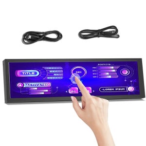 HDMI 터치 롱 와이드 모니터, 케이스 포함, PC 온도 디스플레이, PC 센서 패널 디스플레이, 소형 익스텐더 모니터, 8.8 인치