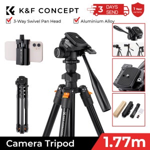 K&F CONCEPT 64인치/162cm 비디오 삼각대 사진 촬영용 경량 알루미늄 삼각대 라이브 스트리밍 DSLR 카메라 폰 홀더 스탠드