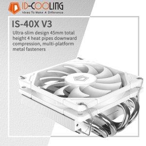 ID-COOLING IS-40X 4 히트 파이프 저압 CPU 공냉식 쿨러 LGA1200/1700/AM4/5 ITX 섀시용 45MM 높이 9CM 팬