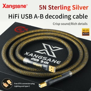 Xangsane HiFi 5N 스털링 실버 4 * 0.4mm² USB A to B 디코딩 케이블 사운드 카드 DAC 디코더 USB 오디오 케이블