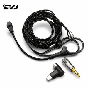 CVJ Hato 이어폰 업그레이드 케이블 84 코어 무산소 구리 분리형 붐 마이크 KZ CCA FIIO TRN용 3.5MM/Type-C 플러그 QDC 케이블