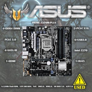 ASUS PRIME Z270M-PLUS 마더보드 1151 마더보드, DDR4 지원 코어 i7 7700k CPU, 인텔 Z270 2 × M.2 SATA3 PCI-E 3.0 HDMI