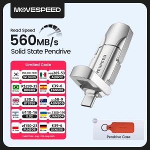 MOVESPEED USB 3.2 솔리드 스테이트 펜 드라이브, 520 MB/s 고속 USB C 타입 플래시 드라이브, 1TB 512GB 256GB 128GB USB 2 세대 펜드라