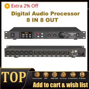 Paulkitson-A808 프로세서 디지털 프로페셔널 오디오 프로세서 8 인 8Out 32 비트 DSP 7 밴드 EQ 이퀄라이저 WIFI USB, 소음 없음 인터넷