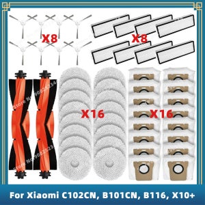 호환 Xiaomi Mijia Omni 2 C102CN , B101CN , B116 , X10+, X20+ 소모품 교체 예비 부품 액세서리 메인 사이드 브러시 헤파 필터 걸레 패드 