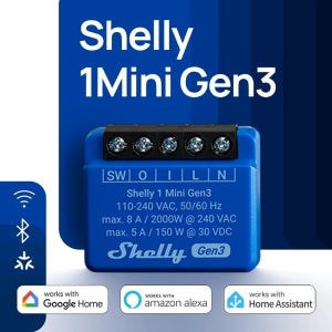 Shelly 1 Mini Gen3 WiFi 스마트 스위치 Matter 8A 자동 조명 차고 문 관개 시스템 소형 전기 제품 가정용
