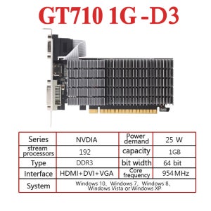 LS NVIDIA GeForce GT710 Heavy Hammer 1G/2G DDR3 HDMI/DVI/VGA 데스크탑 컴퓨터용 엔트리 레벨 PCI-E 개별 그래픽 카드