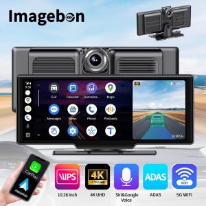 Imagebon H13 Pro 10.26 인치, 4K ADAS 무선 카플레이 및 안드로이드 자동 대시 캠, GPS 24 시간 주차 모니터, 야간 투시경 백미러