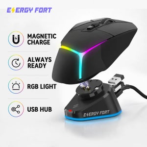 2026년형 로지텍 G Pro X Superlight 2/1 G502X Plus G703/903/403용 업그레이드된 마그네틱 마우스 충전 거치대 (충전 LED 포함) 데스크 설치