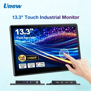 Unew 13.3인치 터치 패널 휴대용 LCD 1920 X1080 IPS 모니터 디스플레이 터치스크린(스피커 포함) 노트북 DVI용 HDMI/Type-C 입력